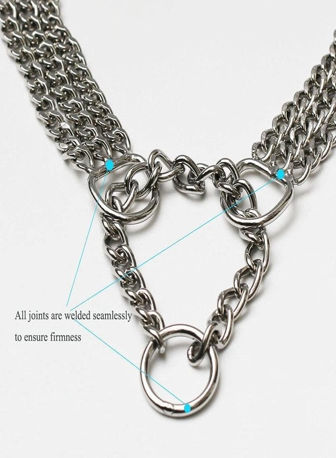 The DDS Store Chain Stainless Steel Two Chain Heavy Duty Semi Choke Martingale Dog Collar for Medium and Large Dogs Pack of 1 - Image 2